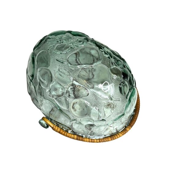 Vintage Libbey Orchard Fruit Green Tint Embossed Oval Bowl Basket - Picture 11 of 11